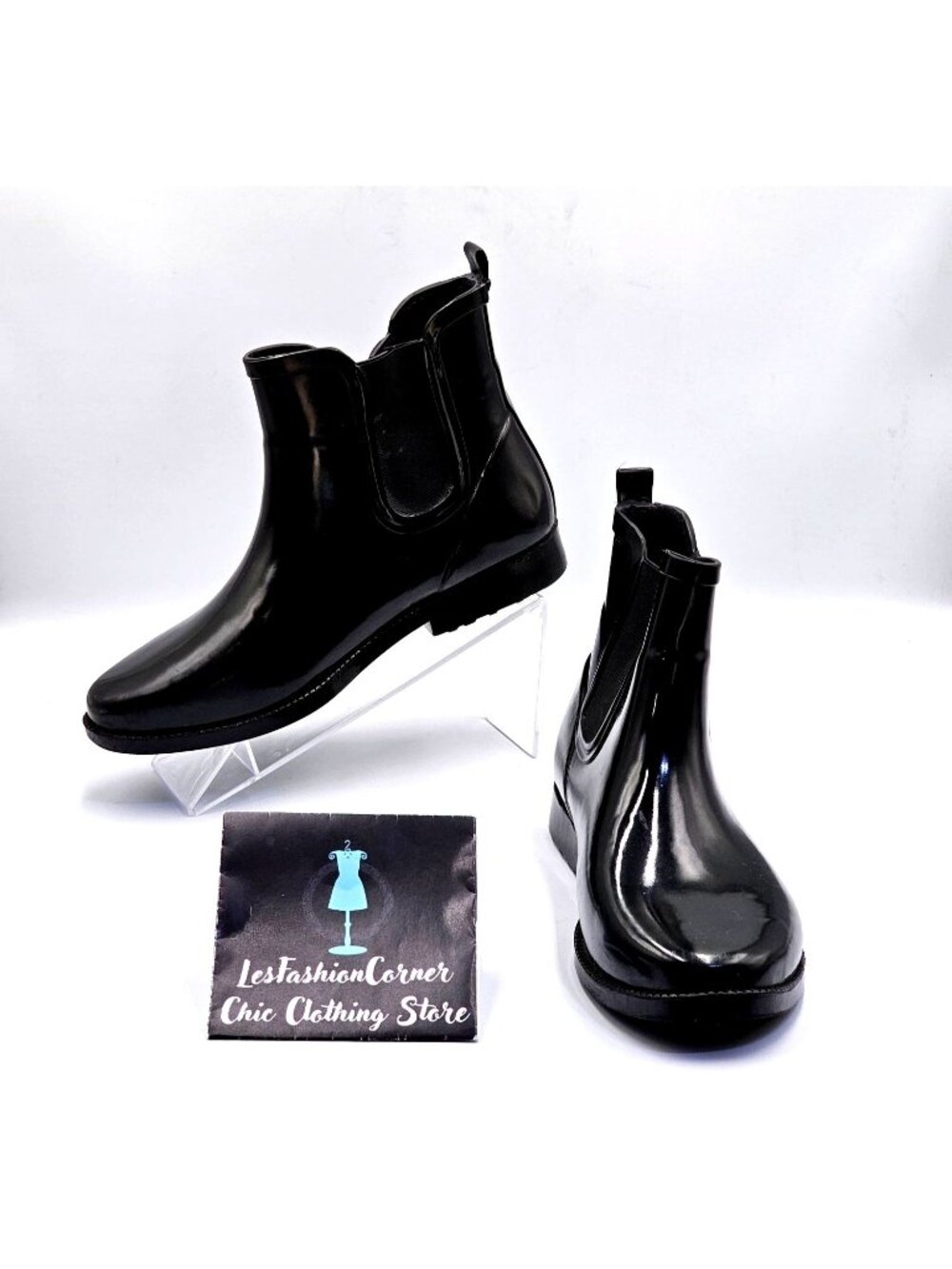 Michael Kors Women's Black Rubber Waterproof Chelsea Rain Boots Size 8 2378